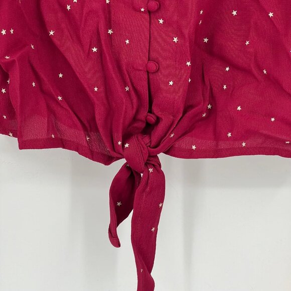 Rails Red Star Print Long Sleeve Button-Up Blouse | Size XS - Picture 3 of 5